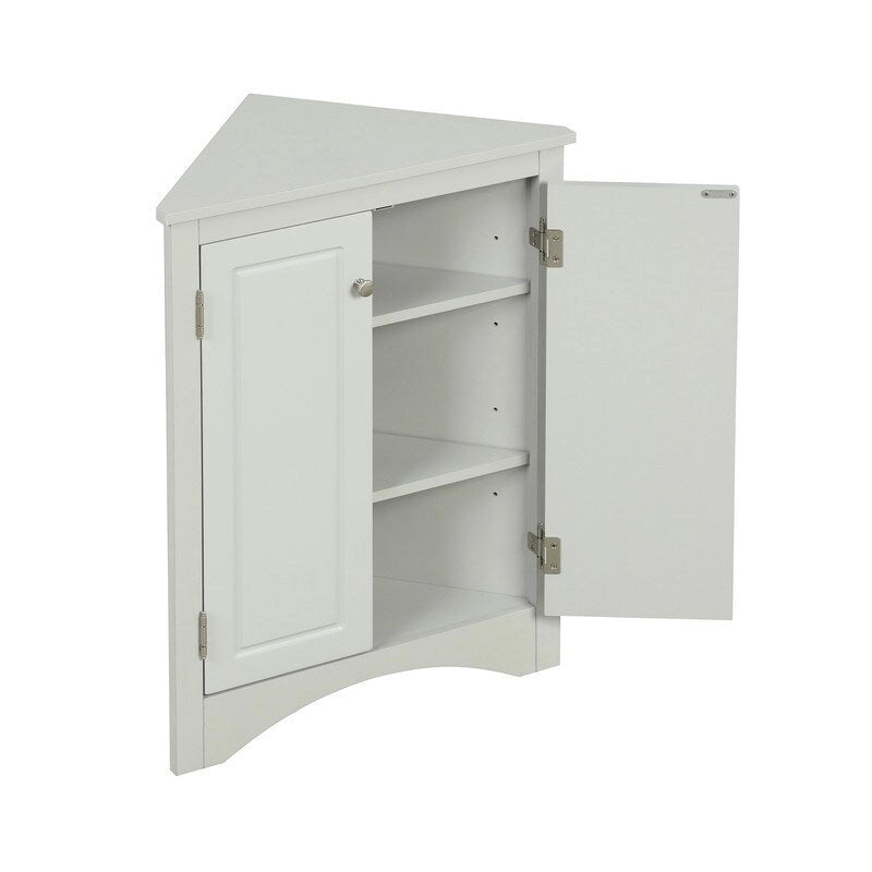 Armário de Canto Triangular para Casa de Banho com Prateleiras Ajustáveis, Armário de Chão Independente, Armário de Destaque para Sala de Estar