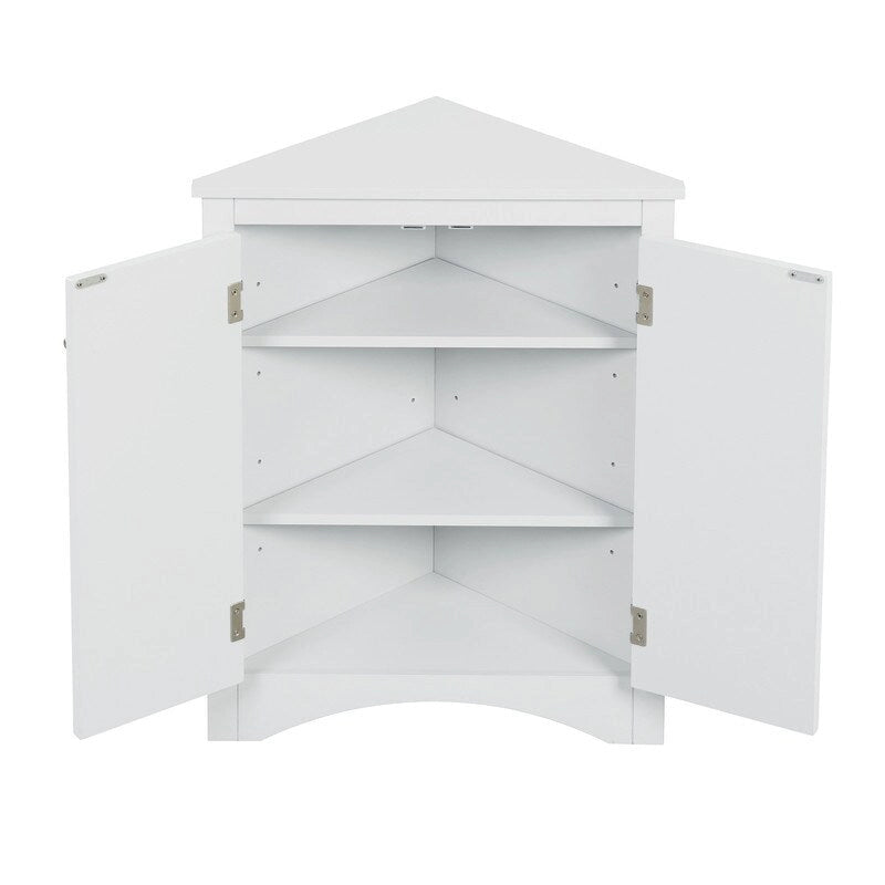 Armário de Canto Triangular para Casa de Banho com Prateleiras Ajustáveis, Armário de Chão Independente, Armário de Destaque para Sala de Estar
