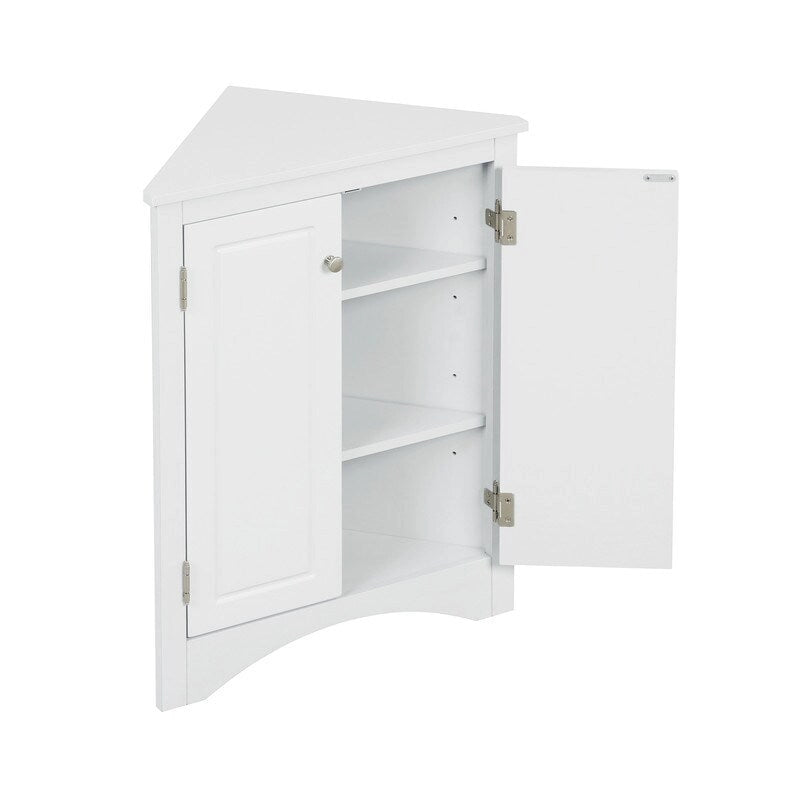 Armário de Canto Triangular para Casa de Banho com Prateleiras Ajustáveis, Armário de Chão Independente, Armário de Destaque para Sala de Estar