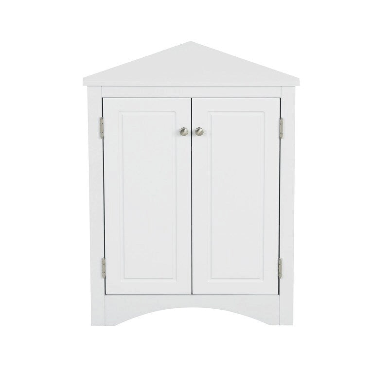 Armário de Canto Triangular para Casa de Banho com Prateleiras Ajustáveis, Armário de Chão Independente, Armário de Destaque para Sala de Estar