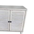 Aparador de Madeira de Fazenda de 60 Polegadas com Lavagem e 4 Portas de Persianas, Armário de Buffet para Arrumação