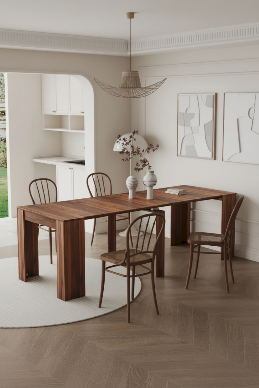 Mesa de Jantar de Consola Retangular Extensível Multifuncional para 4-8 Pessoas