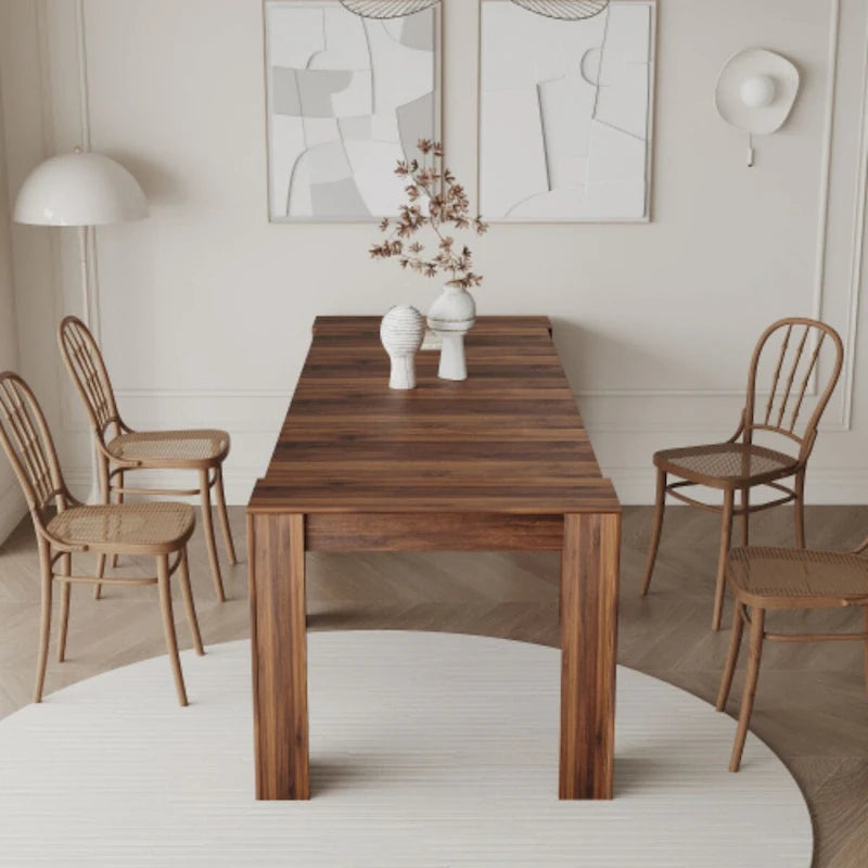 Mesa de Jantar de Consola Retangular Extensível Multifuncional para 4-8 Pessoas
