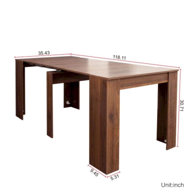 Mesa de Jantar de Consola Retangular Extensível Multifuncional para 4-8 Pessoas