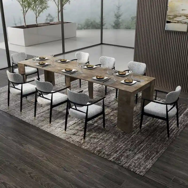 Mesa de Jantar de Consola Retangular Extensível Multifuncional para 4-8 Pessoas