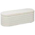 Baú Otomano de Armazenamento Estofado em Bouclé Teddy Fleece de 46 Polegadas com Estrutura de Madeira