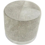 Banquinho de Sala de Estar em Pele Patchwork com Base de Metal Prateada - Cinzento