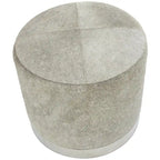 Banquinho de Sala de Estar em Pele Patchwork com Base de Metal Prateada - Cinzento