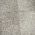 Banquinho de Sala de Estar em Pele Patchwork com Base de Metal Prateada - Cinzento