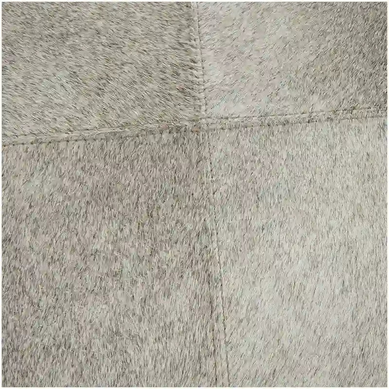 Banquinho de Sala de Estar em Pele Patchwork com Base de Metal Prateada - Cinzento