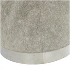 Banquinho de Sala de Estar em Pele Patchwork com Base de Metal Prateada - Cinzento