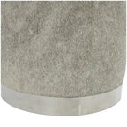 Banquinho de Sala de Estar em Pele Patchwork com Base de Metal Prateada - Cinzento